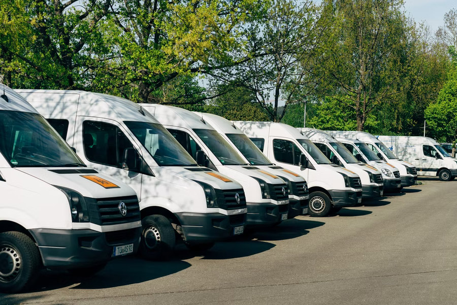 Fleet of commercial vans