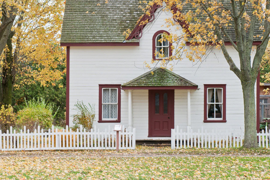 Front view of home on fall day